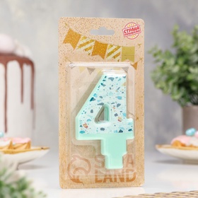 Свеча для торта «Мозаика», цифра 4, голубой