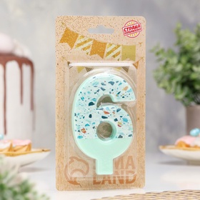 Свеча для торта «Мозаика», цифра 6, голубой