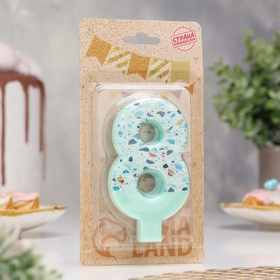 Свеча для торта «Мозаика», цифра 8, голубой