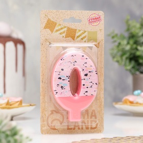 Свеча для торта «Мозаика», цифра 0, розовый