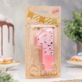 Свеча для торта «Мозаика», цифра 1, розовый