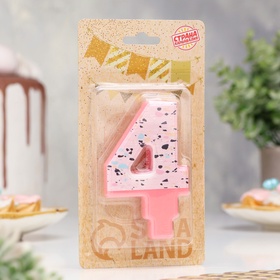 Свеча для торта «Мозаика», цифра 4, розовый