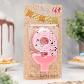 Свеча для торта «Мозаика», цифра 9, розовый