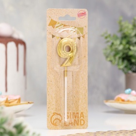 Свеча для торта «Цветочки», цифра 9, золотая (комплект 3 шт)