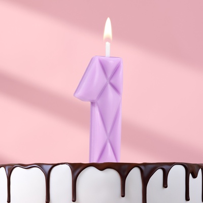 Свеча для торта «Лёд», цифра 1, сиреневая
