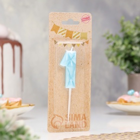 Свеча для торта «Цифра 1», голубая (комплект 2 шт)