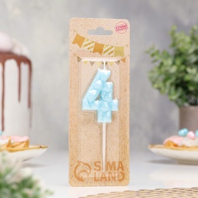 Свеча для торта «Цифра 4», голубая (комплект 2 шт)