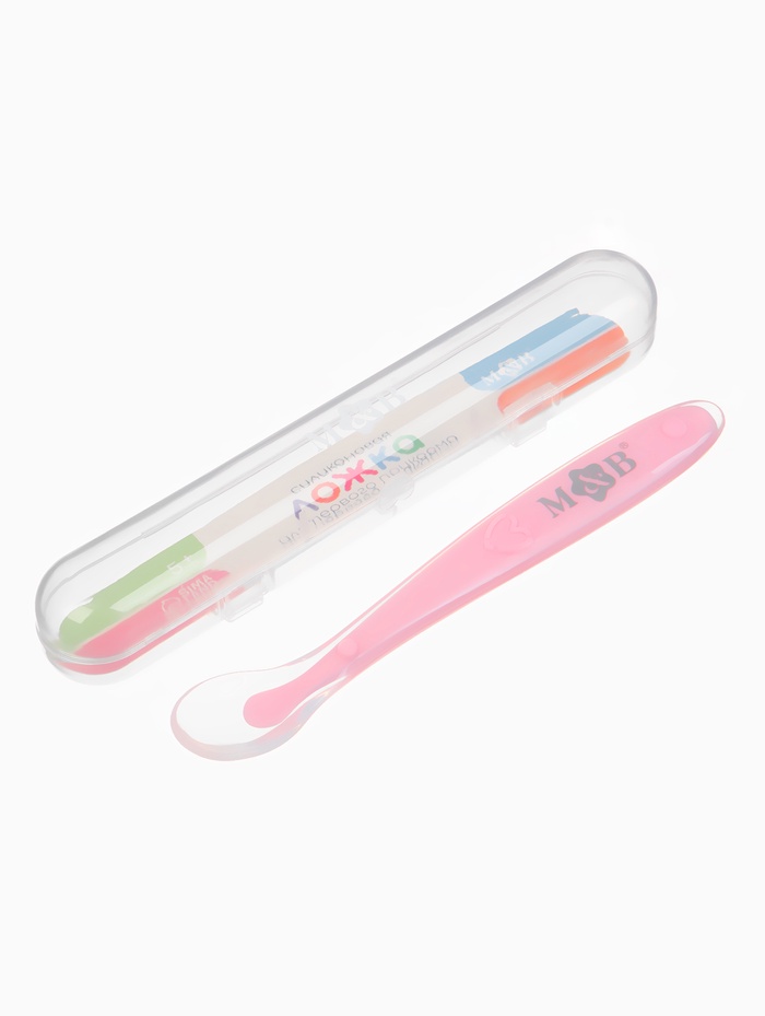 Ложка детская, для первого прикорма, в контейнере, розовая - Фото 1