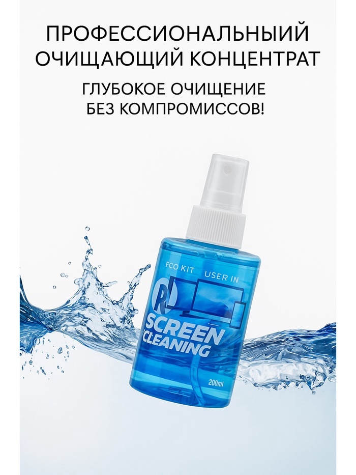 Набор чистящий для экранов, салфетка, спрей 200 мл - Фото 1