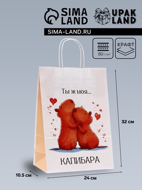 Пакет бумажный, "Моя Капибара", 24 х 10,5 х 32 см 1 шт 10833791