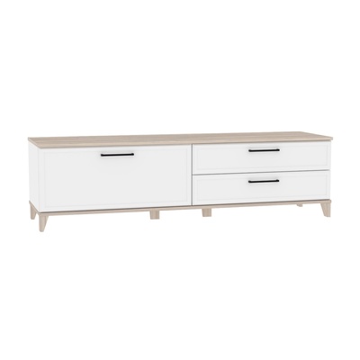 Тумба под ТВ Aurelio 3, 1600×455×447 мм, цвет белый/блеквуд сатиновый