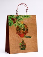 Подарочные пакеты новогодние крафт «Сказка», 26?32?12 см, Набор 5 шт. (комплект 4 шт) - фото 42063099