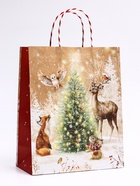 Подарочные пакеты новогодние крафт «Сказка», 26?32?12 см, Набор 5 шт. (комплект 4 шт) - фото 42063091