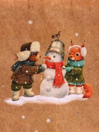 Подарочные пакеты новогодние крафт «Сказка», 26?32?12 см, Набор 5 шт. (комплект 4 шт) - фото 42063096