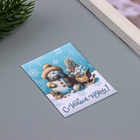 Открытка с семенами "Вырасти сам" "С новым годом" снеговик  5*7см - фото 29832518