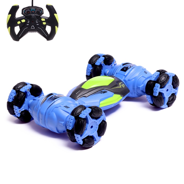 Машинка перевертыш «Дрифт», радиоуправляемая, аккумулятор, на пульте управления, цвет синий - Фото 1