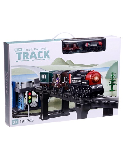 Железная дорога «Ретро», работает от батареек, световые и звуковые эффекты, детская