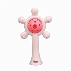 Прорезыватель силиконовый с погремушкой Крошка Я «Малыш», розовый