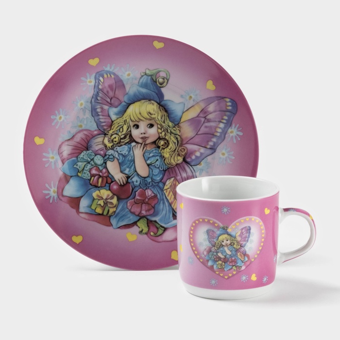 УЦЕНКА Набор детской посуды «Дюймовочка», 2 предмета: кружка 230 мл, тарелка - Фото 1
