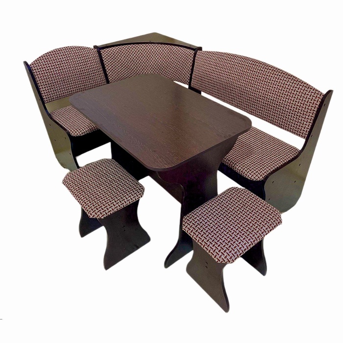 Кухонный уголок «КУ-3/4М», со столом, с табуретами, цвет дуб венге/рогожка коричневый - Фото 1