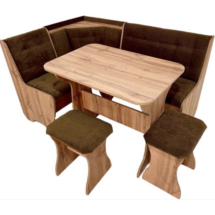 Кухонный уголок «КУ-1 Л/4 М», со столом, с табуретами, цвет дуб вотан Т-31 - Фото 1
