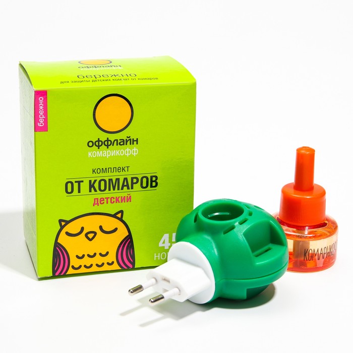 Комплект Комарикофф Детский 45 ночей без запаха, жидкость 30 мл + фумигатор - Фото 1