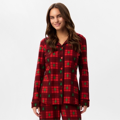 Пижама новогодняя женская (рубашка, брюки) KAFTAN Red mood, размер 48-50, красная