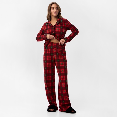 Пижама новогодняя женская (рубашка, брюки) KAFTAN Red mood, размер 48-50, красная