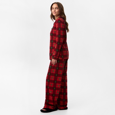 Пижама новогодняя женская (рубашка, брюки) KAFTAN Red mood, размер 48-50, красная