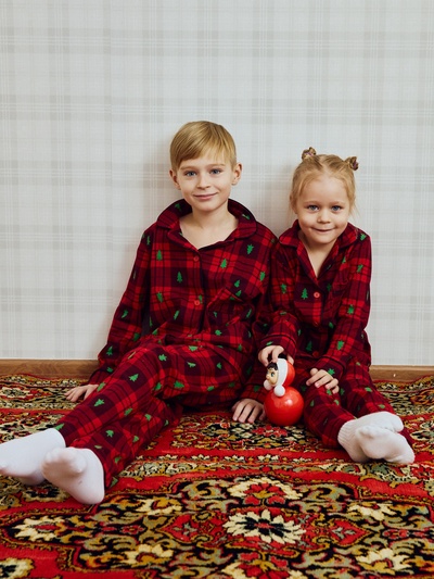 Пижама новогодняя детская (кофточка, ползунки) KAFTAN: Red mood, размер 28 (86-92 см)