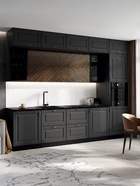 Кухонный гарнитур трёхуровневый в потолок «Престиж», с столешницей, 3000 мм, цвет графит/графит софт/прайм орех - Фото 1