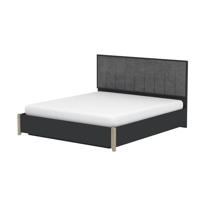 Двуспальная кровать Люкс Aurelio 306, 1800×2000 мм, цвет антрацит / блеквуд сатиновый - Фото 1