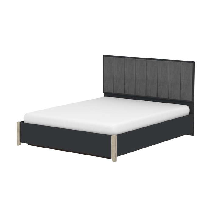 Двуспальная кровать Люкс Aurelio 307, 1600×2000 мм, цвет антрацит / блеквуд сатиновый - Фото 1