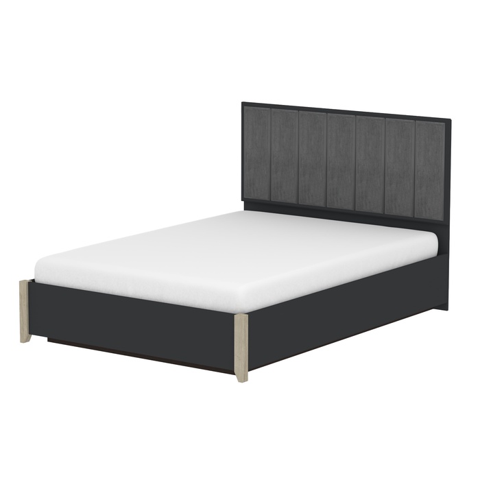Двуспальная кровать Люкс Aurelio 308, 1400×2000 мм, цвет антрацит / блеквуд сатиновый - Фото 1
