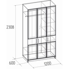 Шкаф для одежды и белья Aurelio 444, 1200×600×2308мм мм, цвет белый / блеквуд сатиновый - фото 14633726