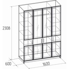Шкаф для одежды и белья Aurelio 555, 1600×600×2308 мм, цвет антрацит / блеквуд сатиновый - фото 14633729