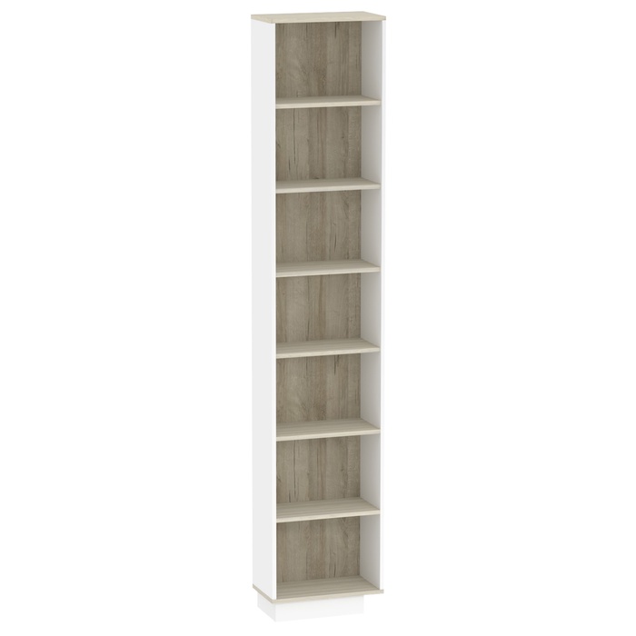 Стеллаж узкий Aurelio 58, 455×250×2308 мм, цвет белый / блеквуд сатиновый - Фото 1