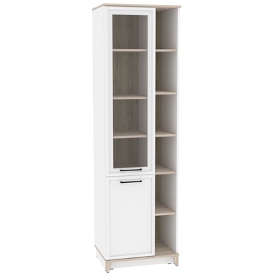 Шкаф - пенал Aurelio 1, 600×455×2057 мм, цвет белый/блеквуд сатиновый