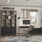 Пенал для книг Aurelio 19, 400×450×2057 мм, цвет антрацит / блеквуд сатиновый - фото 14642920