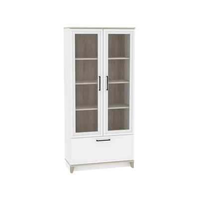 Шкаф – витрина Aurelio 22, 800×355×1727 мм, цвет белый/блеквуд сатиновый