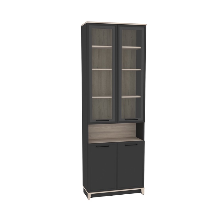 Шкаф для книг Aurelio 7, 800×355×2308 мм, цвет антрацит/блеквуд сатиновый - Фото 1