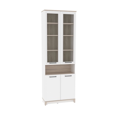 Шкаф для книг Aurelio 7, 800×355×2308 мм, цвет белый/блеквуд сатиновый