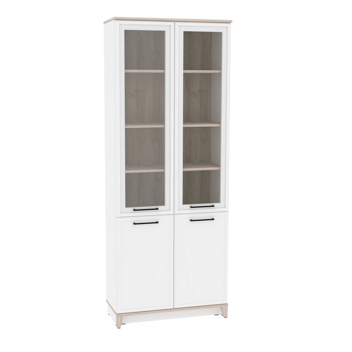 Шкаф для книг Aurelio 8, 800×355×2057 мм, цвет белый/блеквуд сатиновый - Фото 1