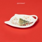 Подставка под чайный пакетик новогодняя Доляна «Волшебное дерево», 12×9×1.5 см, доломит, белая - Фото 2