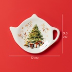 Подставка под чайный пакетик новогодняя Доляна «Волшебное дерево», 12×9×1.5 см, доломит, белая - Фото 3
