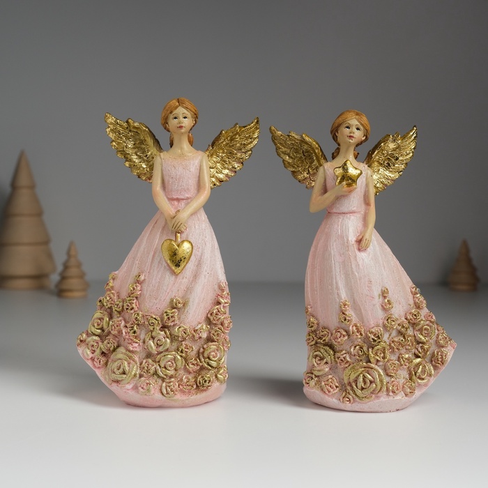 Фигурка полистоун «Ангел с розами на платье», 7.5×5×14 см, МИКС - Фото 1