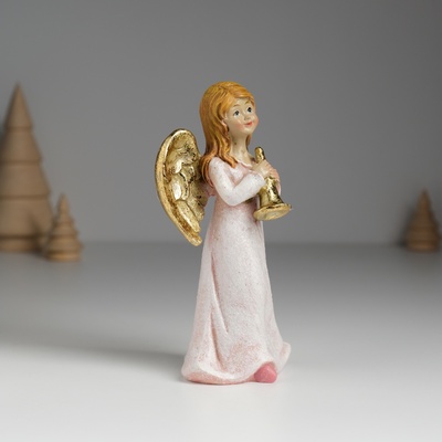 Фигурка полистоун «Ангел музыкант в розовом платье», 6.5×4.5×13 см, МИКС