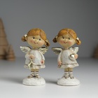 Фигурка полистоун «Ангелочек с хвостиками, в сером платьице», 4.5×3.5×8.5 см, МИКС - Фото 1
