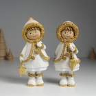 Фигурка полистоун «Малышка в белой шубке с золотым мехом», 7×5.5×16 см, МИКС - Фото 2