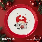 Тарелка новогодняя Доляна «Веселые гномы», 24×24×2.5 см - Фото 1